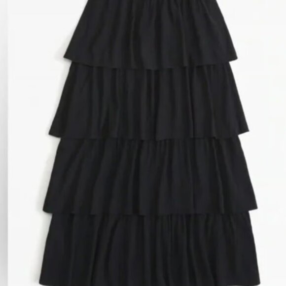 Abercrombie & Fitch Tiered Crinkled Maxi Black Skirt XSmall XS - Picture 1 of 3
